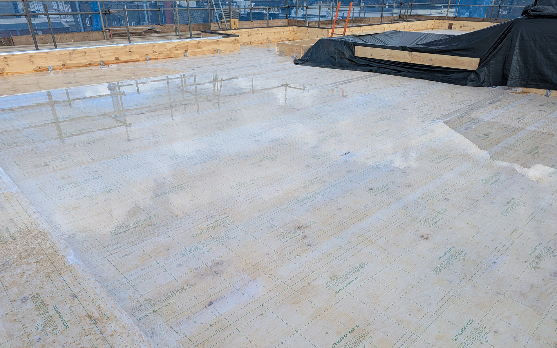Royalty Studios, waterproof protection applied on CLT floor